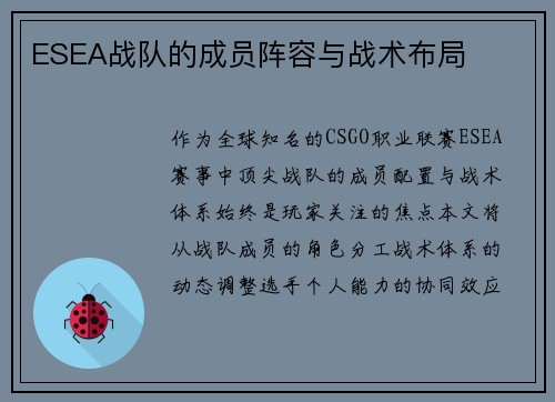 ESEA战队的成员阵容与战术布局